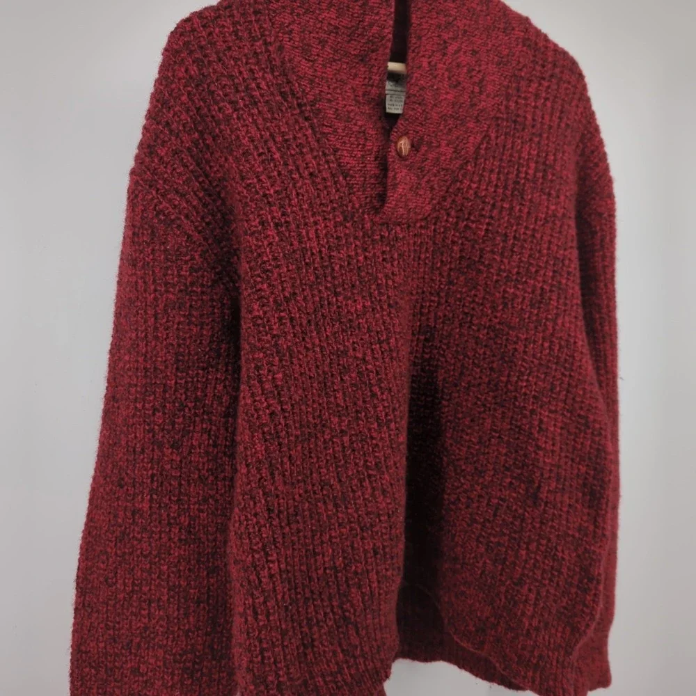 Vintage 90s American Eagle Wool Blend Sweater Men L Red Cable Knit Crew Neck USA
